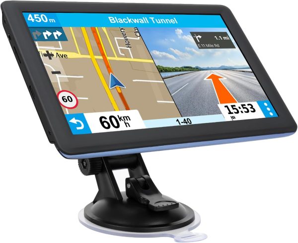 GPS Navigator for Car, Truck GPS 7 Inch Touch Screen, Latest 2024 Maps for Car GPS, RV GPS Support Voice Turn-by-Turn Guidance, Speed and Red Light Warning, Custom Truck Routing (Black)