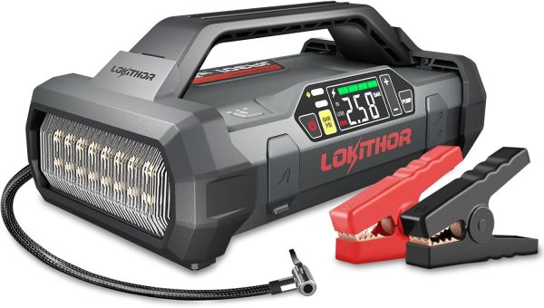JA301 Jump Starter with Air Compressor, 2000Amp 12V Portable Car Battery Booster Pack for Upto 8.0L Gas or 6.0L Diesel, 150 PSI Tire Inflator with Digital Screen, 30 Months Ultra-Long Standby