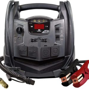 Schumacher Electric Jump Starter and Portable Power Station 6-in-1, SJ1332 with 150-PSI Air Compressor and 200 Continuous/400 Peak Watt Power Inverter, 1200 Peak Amps, 12 Volts, Black, 1 unit